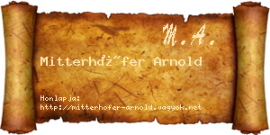 Mitterhöfer Arnold névjegykártya